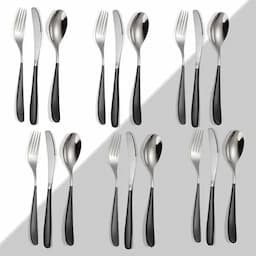 Set of Black 6 X spoon, forks, knives