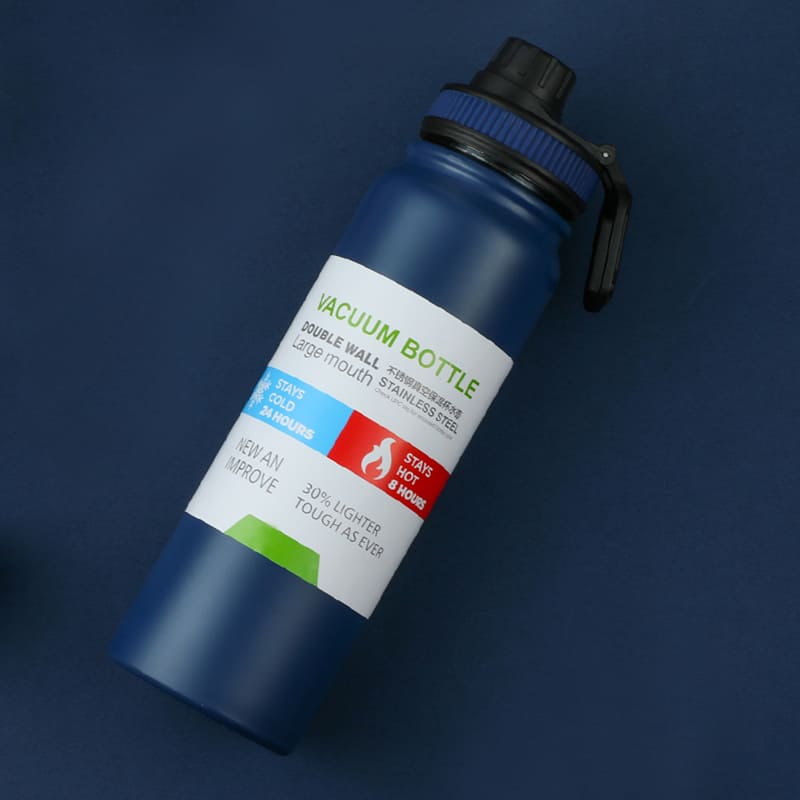 Sport Insulated Water Bottle | Non-Toxic Leak Proof Thermoses Stainless Steel BPA Free Fashion Sport Water Bottle with Hanging Buckle- 800 ml (Black)