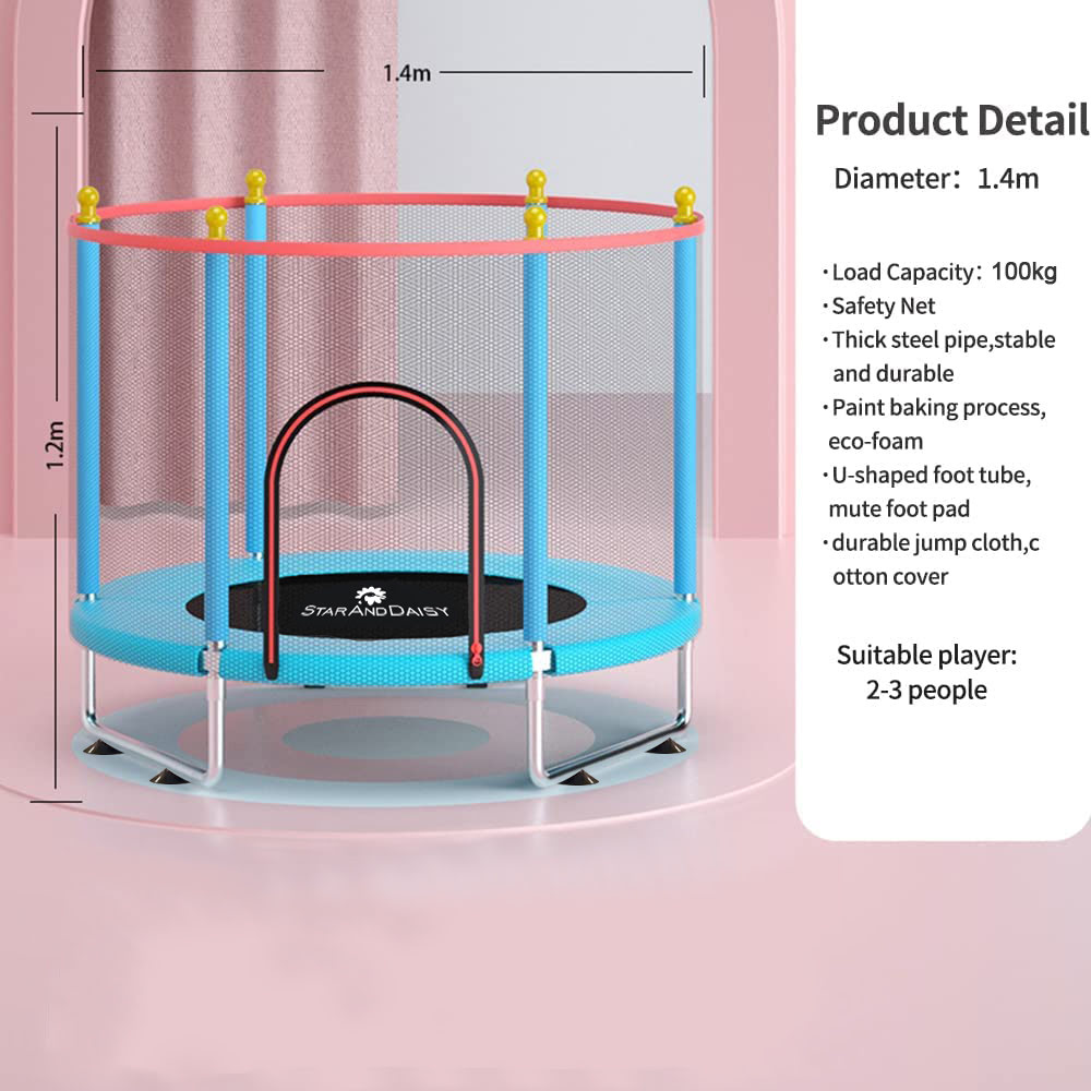 Kid-sized trampoline with handlebar