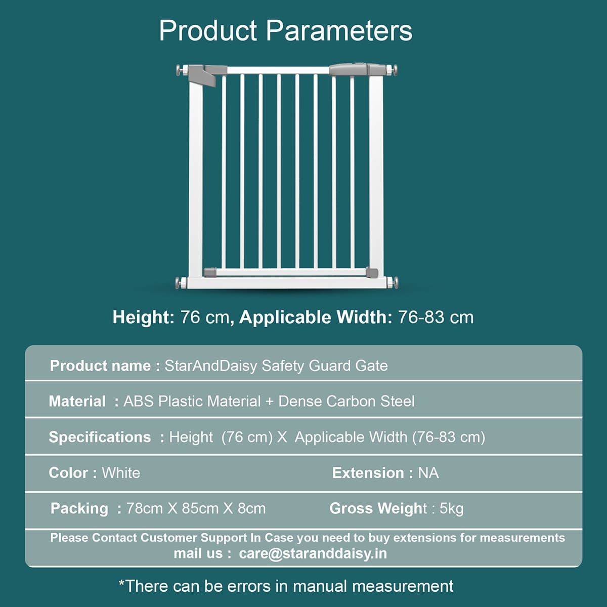 Baby Safety Door - StarAndDaisy Extra Wide Gates for Baby 76 83 White