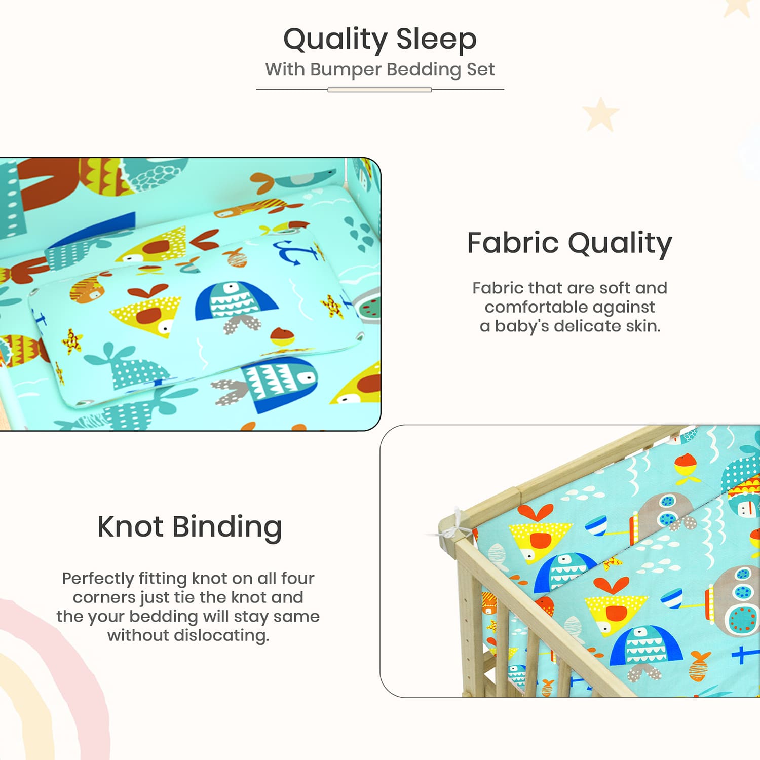 Specification of bumper set for baby wooden cot