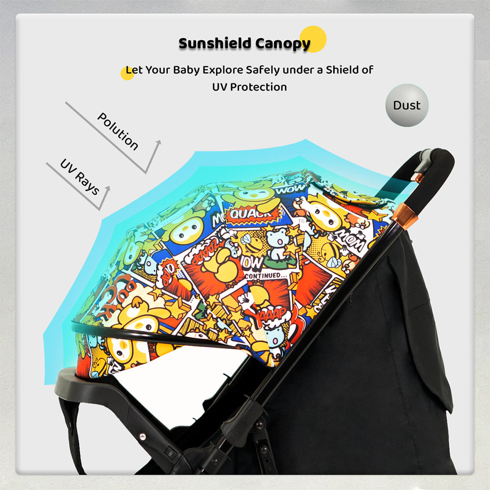 Baby Stroller with 4-Position Adjustable Canopy