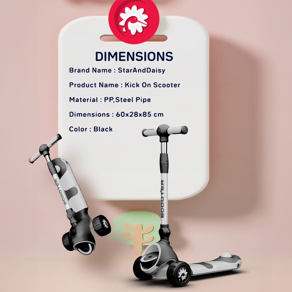 dimention of kick on kids scooter black