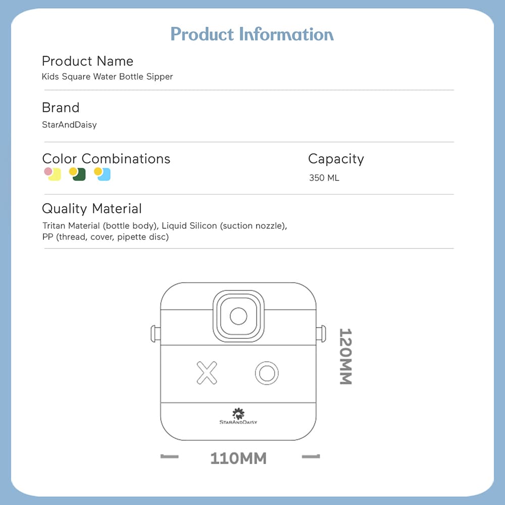 kids Square Water Bottle features