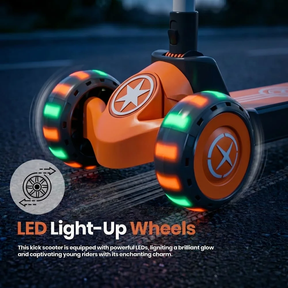 kids scooter with led light up wheels
