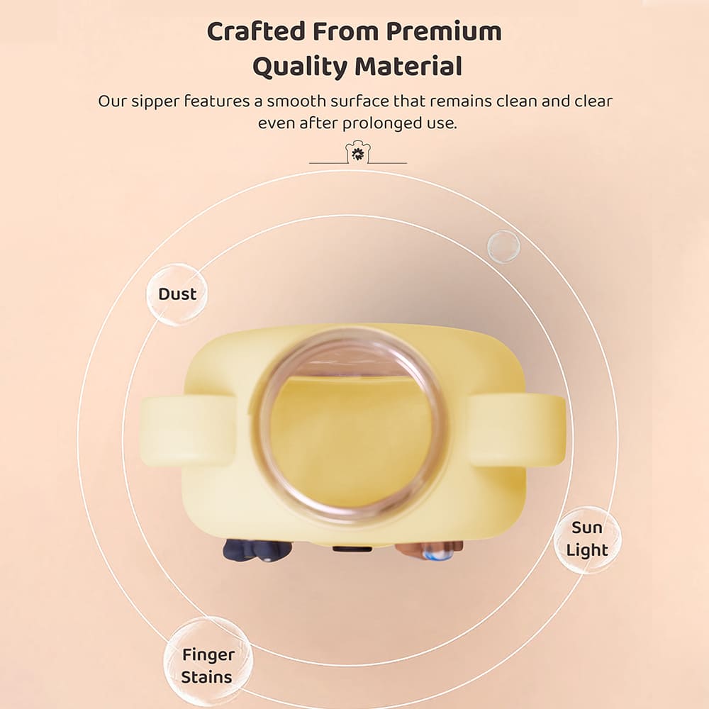 StarAndDaisy Kids Sipper Watter Bottle for Baby & Toddler with Animated Stickers & Leakproof Lock Cover and Adjustable Straps – Yellow, 700 ML