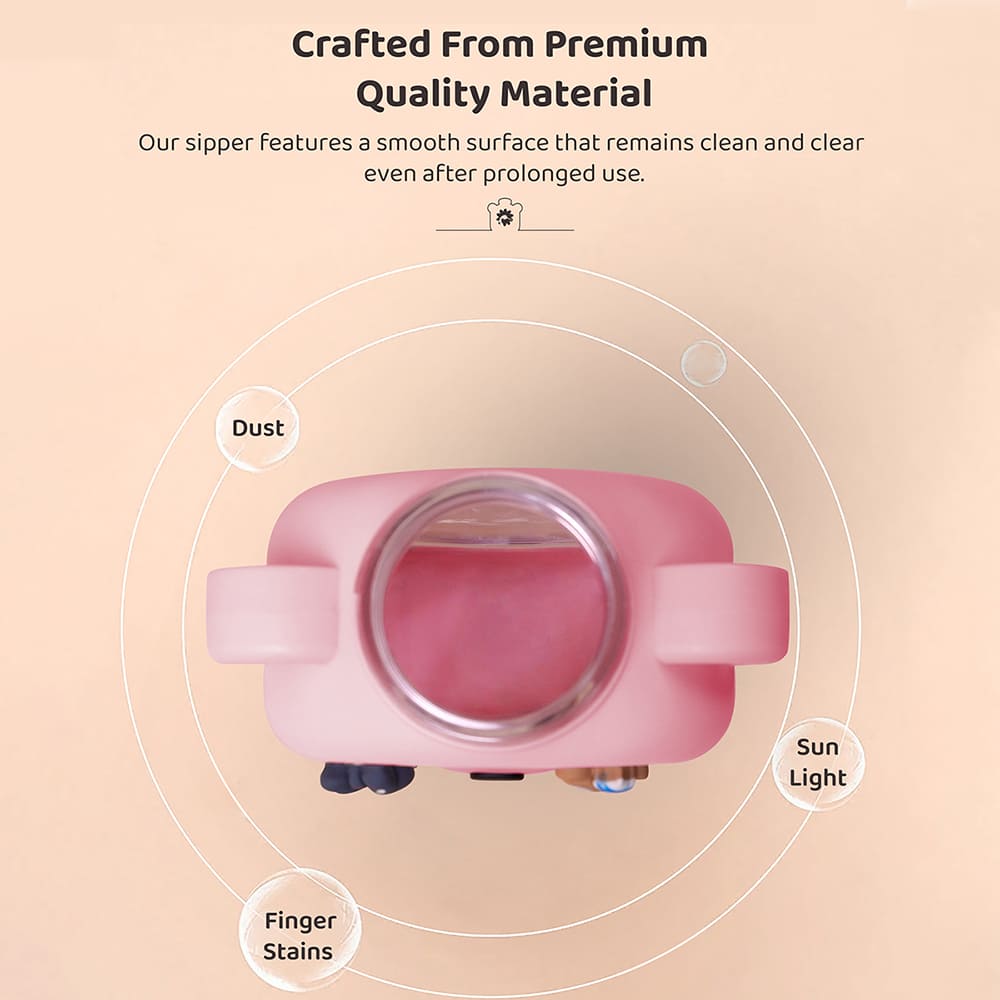 StarAndDaisy Kids Sipper Watter Bottle for Baby & Toddler with Animated Stickers & Lock Cover and Adjustable Straps – Pink, 700 ML