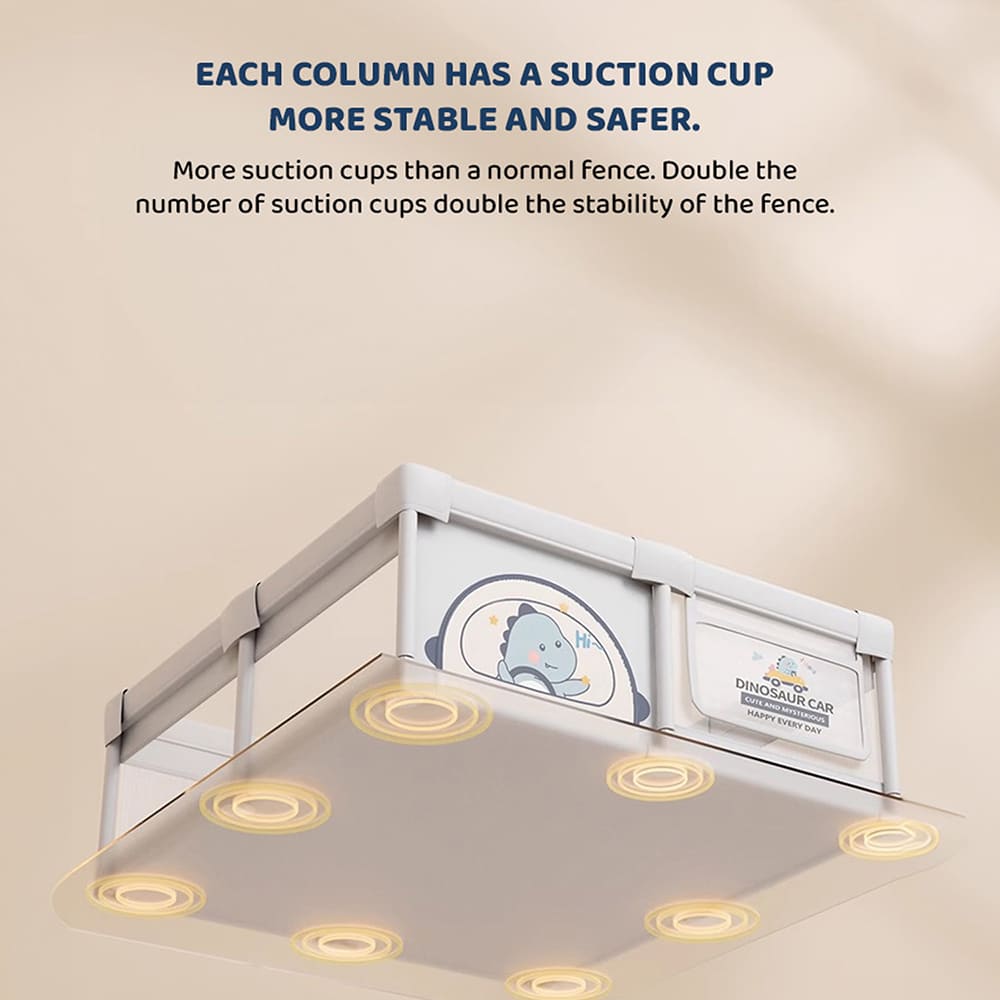 Baby PlayPen with Suction Cup-Grey-Dinasour-2