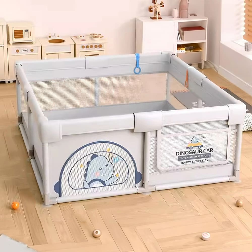 Baby Playpen-Grey-Dinasour-1
