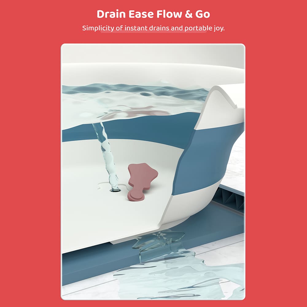 Foldable Baby Bath Tub - Anti Slip Bathtub For Kids with Soap Bar (SIBT Basic Blue) - StarAndDaisy