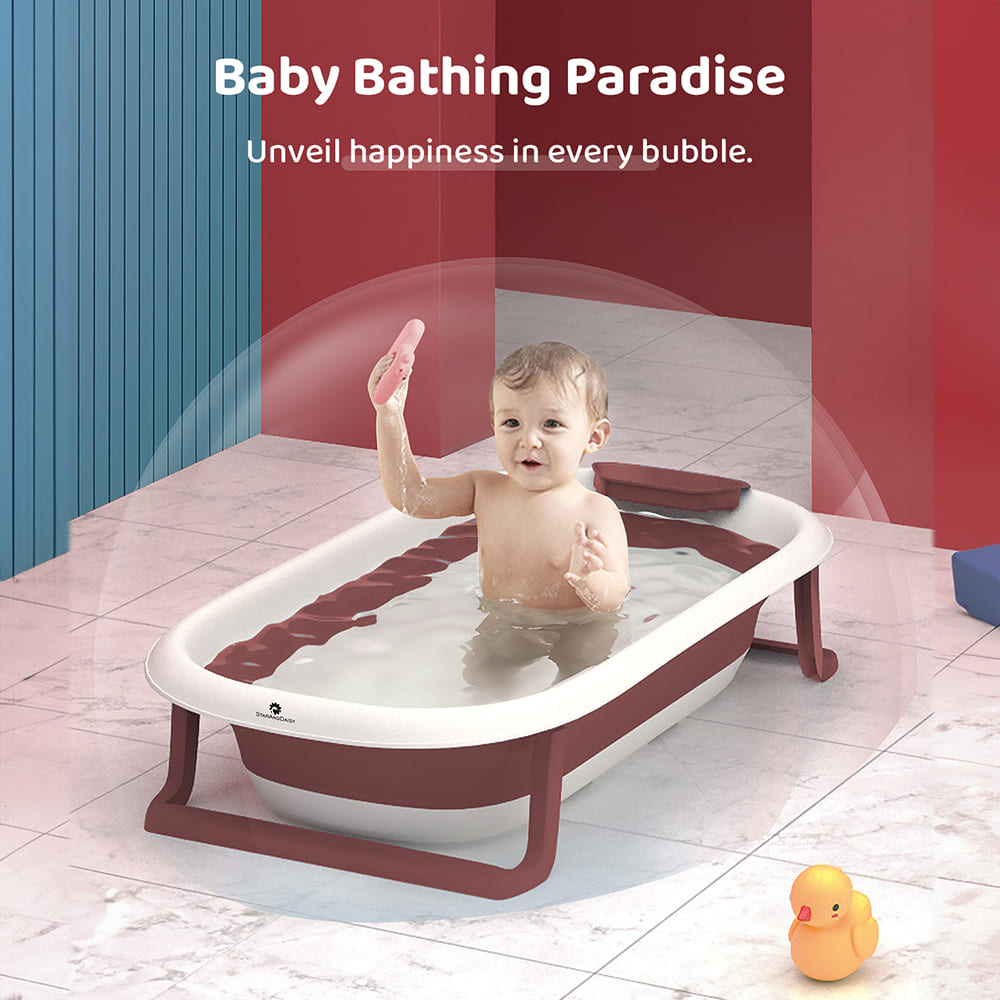 Anti-Slip Foldable Bathtub for Baby with Soap Bar with Thermal Insulation Design (SIBT Basic Brown) - StarAndDaisy