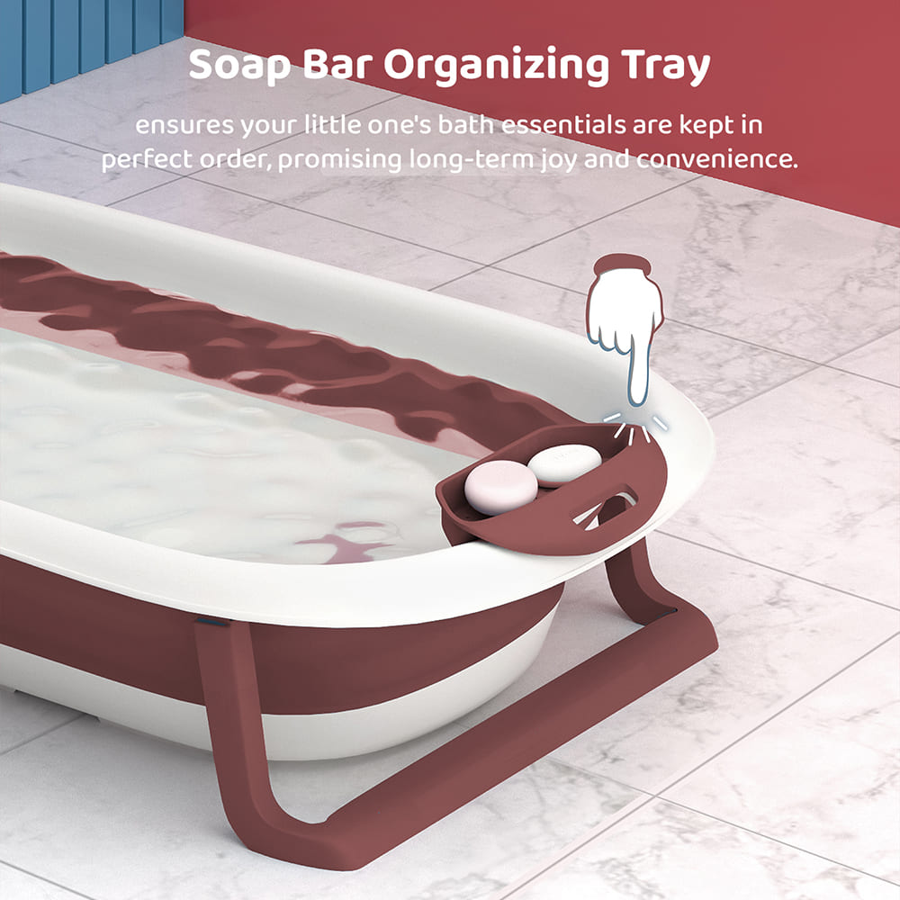 Anti-Slip Foldable Bathtub for Baby with Soap Bar with Thermal Insulation Design (SIBT Basic Brown) - StarAndDaisy