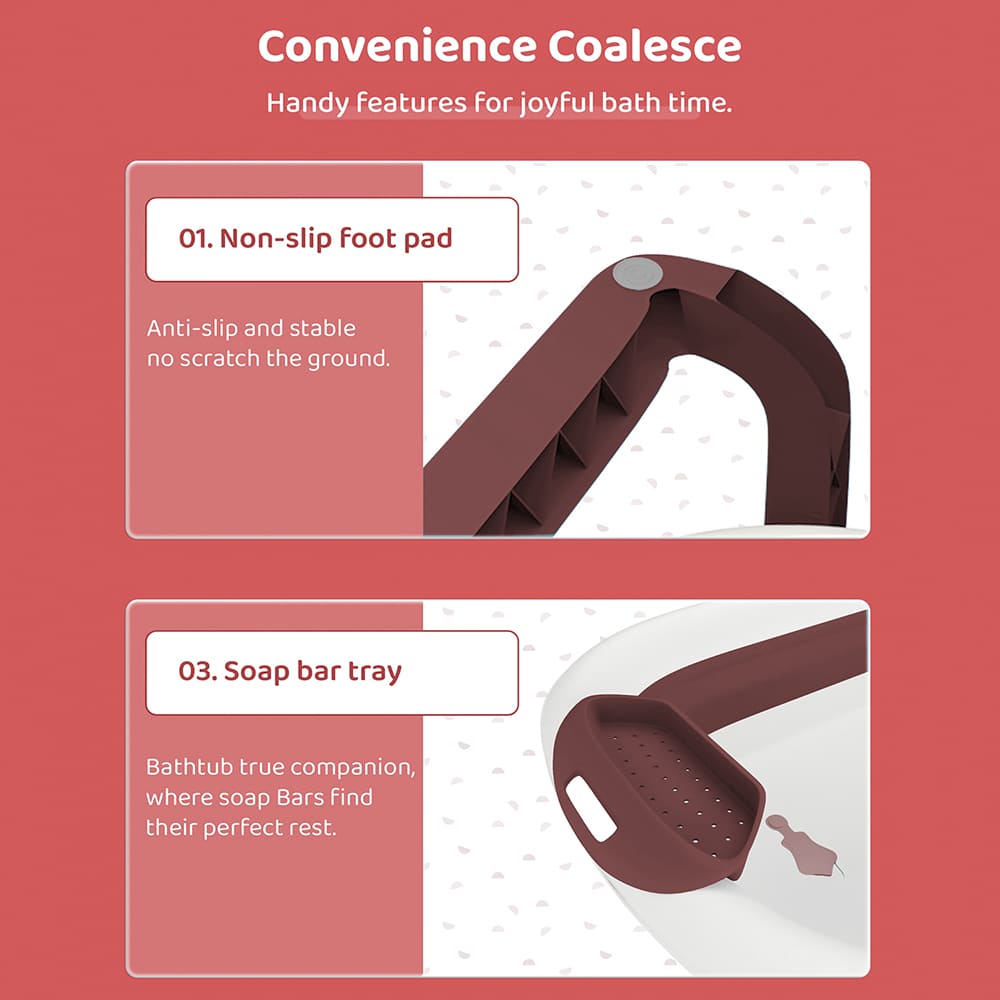 Anti-Slip Foldable Bathtub for Baby with Soap Bar with Thermal Insulation Design (SIBT Basic Brown) - StarAndDaisy