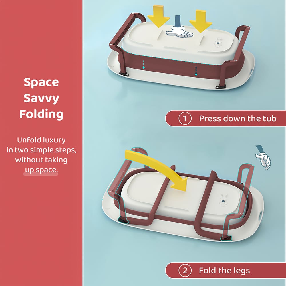 Anti-Slip Foldable Bathtub for Baby with Soap Bar with Thermal Insulation Design (SIBT Basic Brown) - StarAndDaisy