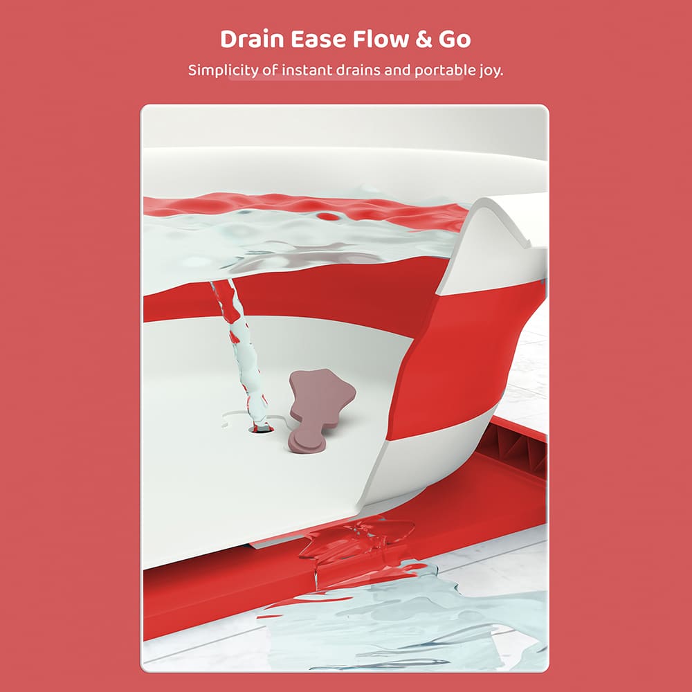 Foldable Bathtub for Baby with Soap Bar - Anti Slip Bath Tub for Kids (SIBT Basic Red) - StarAndDaisy