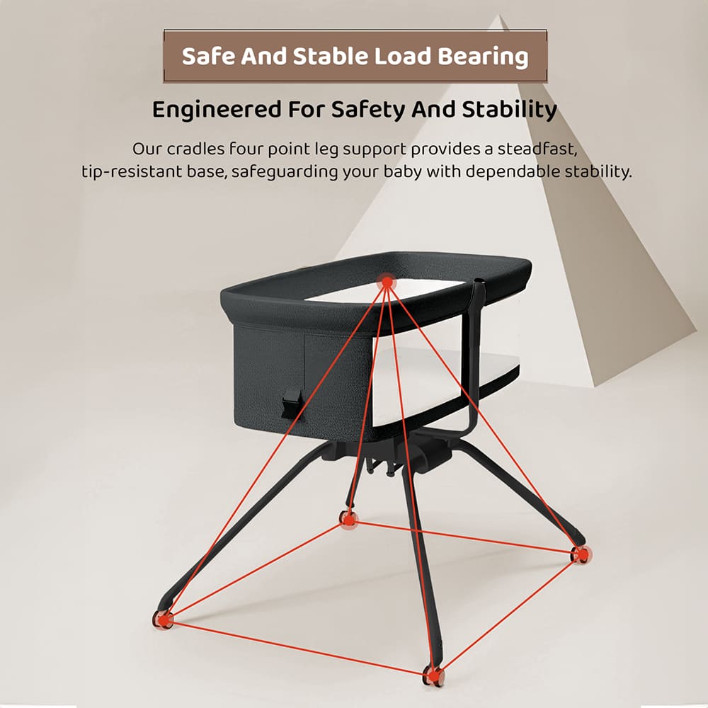 StarAndDaisy 3 in 1 Cradle for Baby with a Mattress and Mosquito Net - Black