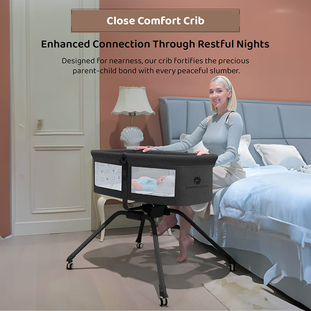 StarAndDaisy 3 in 1 Cradle for Baby with a Mattress and Mosquito Net - Black