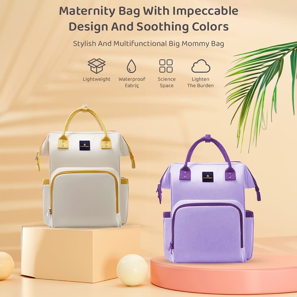 Multifunctional Baby Diaper Bag - Maternity Bags With Large Capacity And Numerous Storage Compartments - Purple