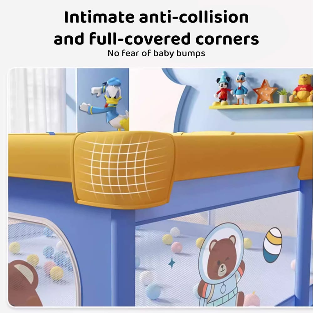 portable playpen with anti collision-blue yellow