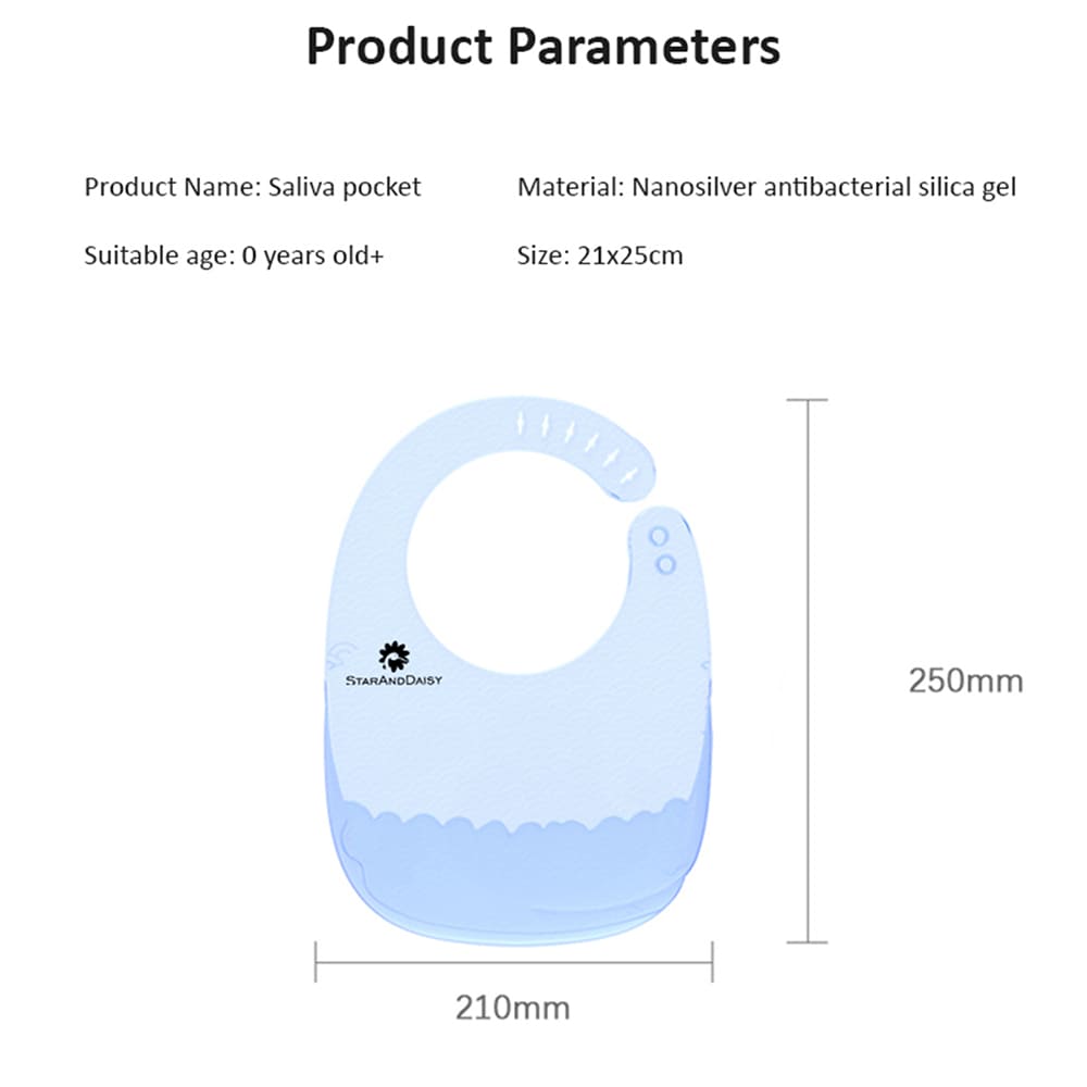 StarAndDaisy Soft Silicone Baby Bibs for Feeding with Adjustable Neckline Buttons and Waterproof and Durable