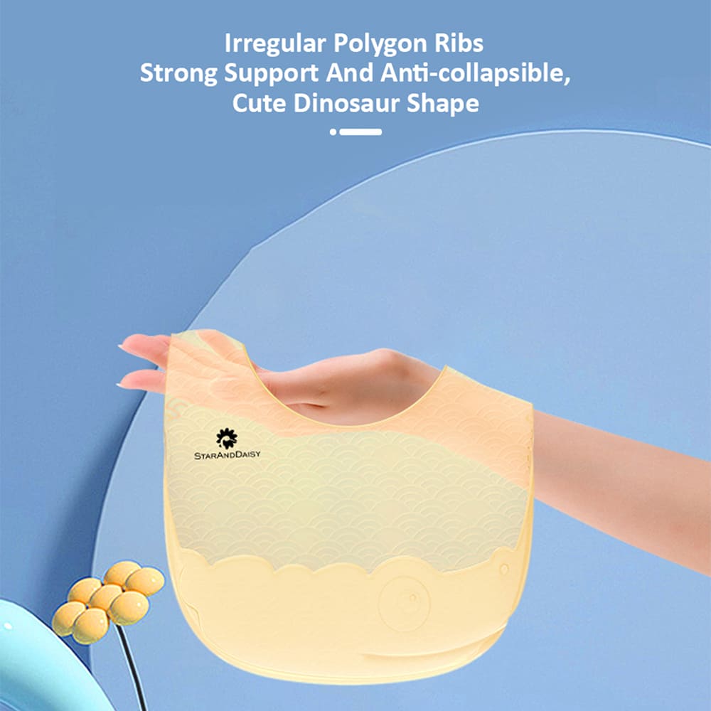 StarAndDaisy Soft Silicone Baby Bibs for Feeding with Adjustable Neckline Buttons and Waterproof and Durable