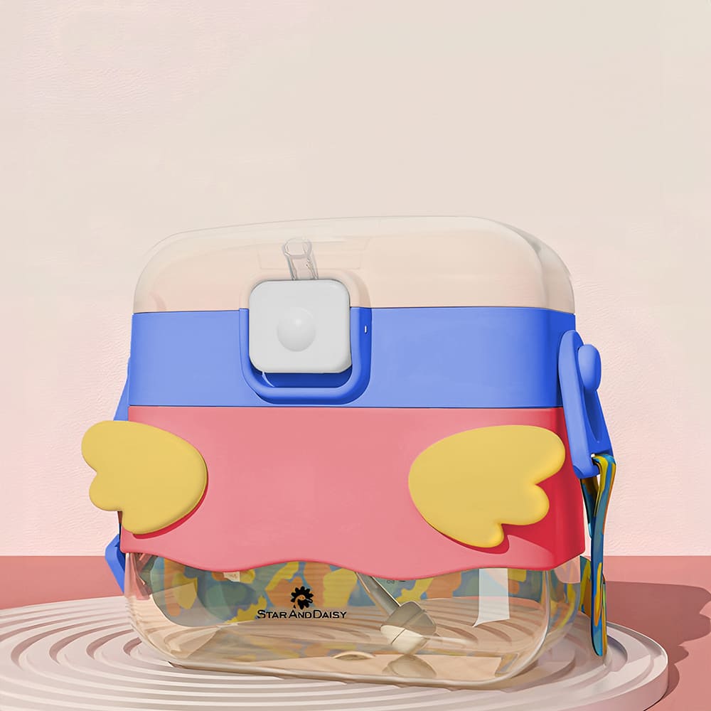 StarAndDaisy Sipper Water Bottle for Kids - Infants Drinking Bottles with Straw, Lock Cover and Leak Proof - Blue and Pink