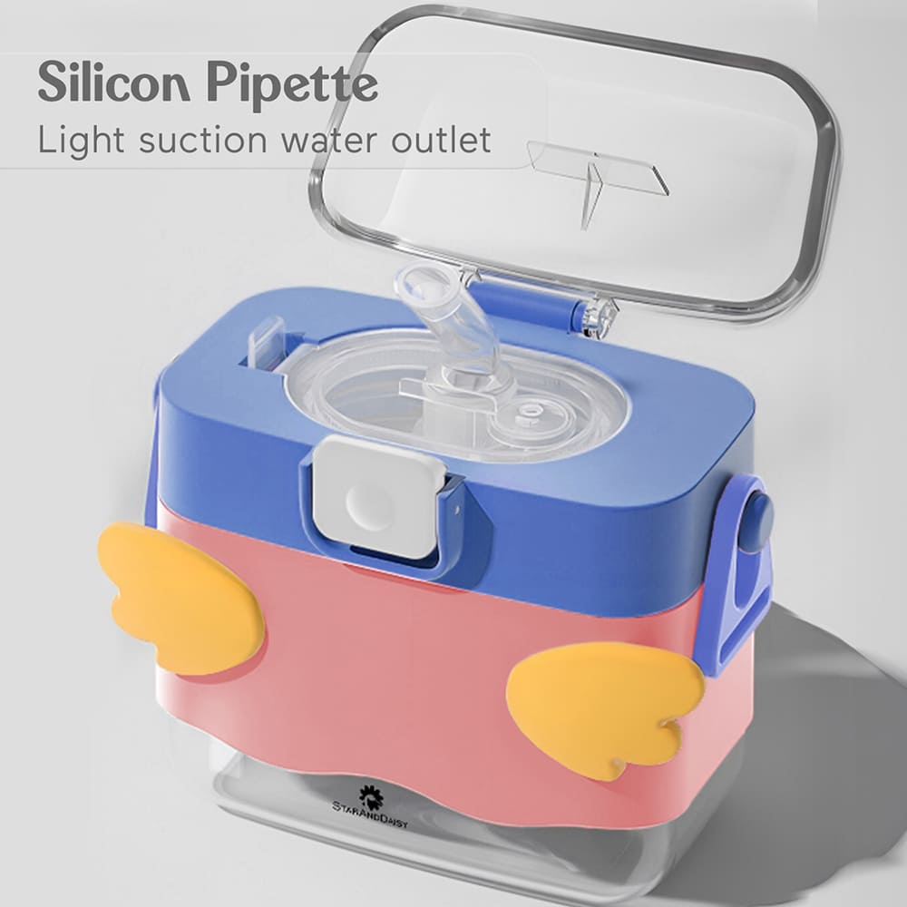 StarAndDaisy Sipper Water Bottle for Kids - Infants Drinking Bottles with Straw, Lock Cover and Leak Proof - Blue and Pink