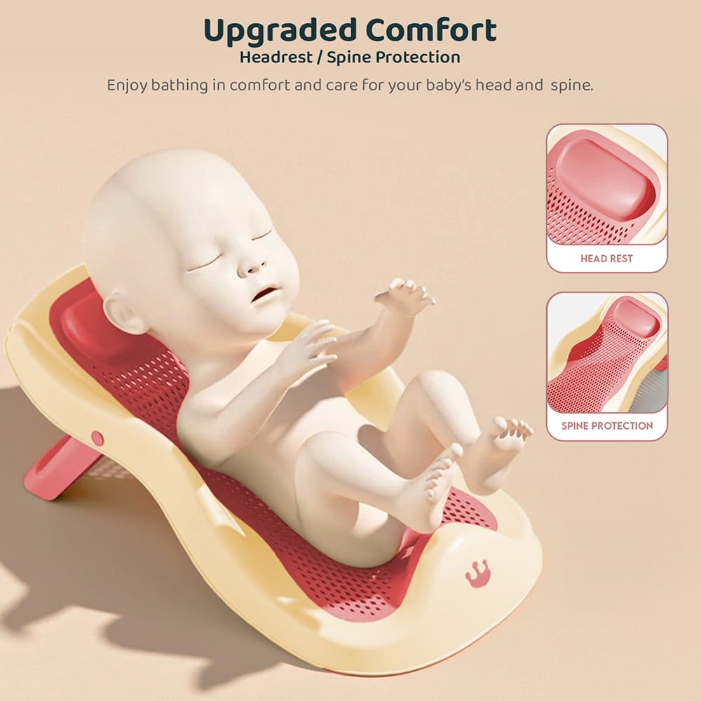 Upgraded Baby Bath Seat Protect Spine and Head Rest
