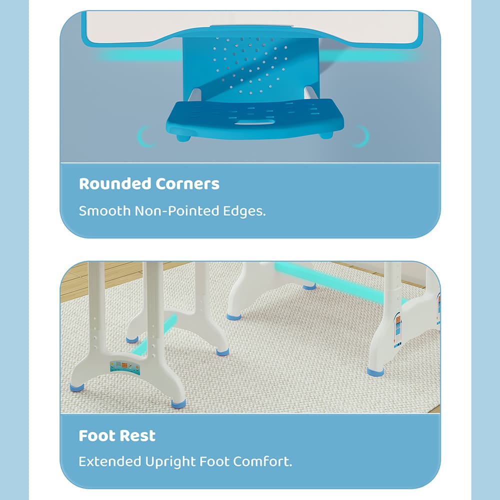 Kids Study Table Rounded Corner and Foot Rest
