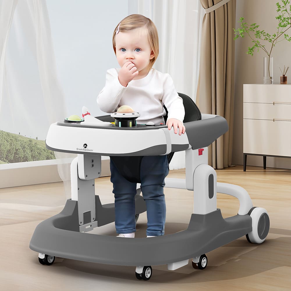 StarAndDaisy Premium Multifunctional Baby Walker with Toy Tray (Grey)