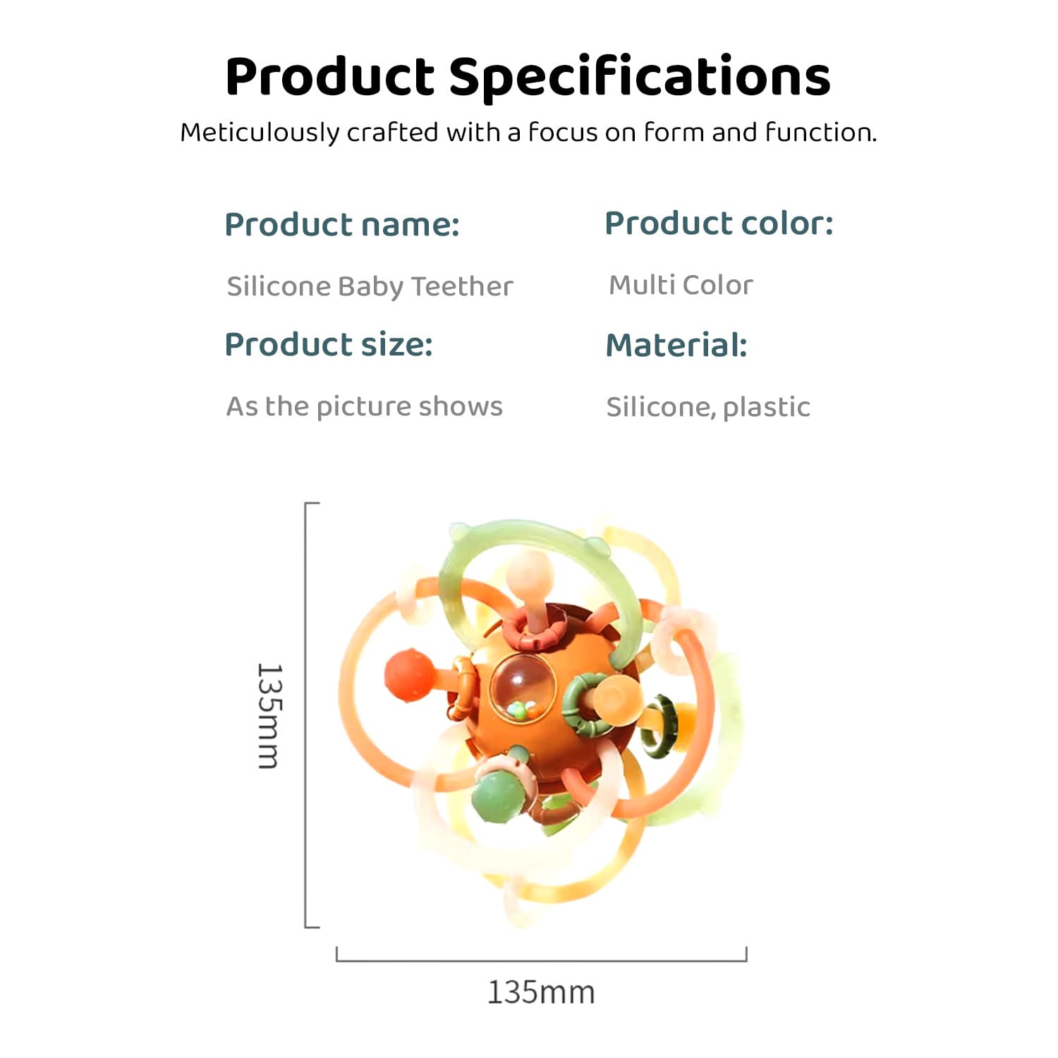 Specification of Silicone Baby Teether