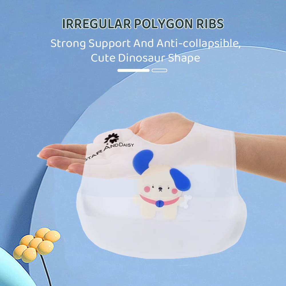Soft Silicone Bibs for Toddler, Waterproof Feeding Bib with Adjustable Neckline with Buttons