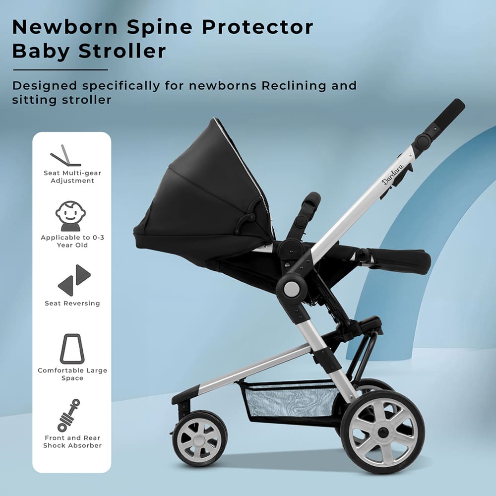 StarAndDaisy Sleek and Stylish Kids Stroller for Baby with Reversible Bassinet & Large Wheels for Newborn Babies & Toddlers - 0 to 4 Years (Brown)