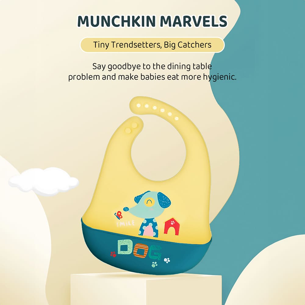 StarAndDaisy Silicone Baby Feeding Bib with Adjustable Neck Button, Waterproof, Washable, & Reusable - Green