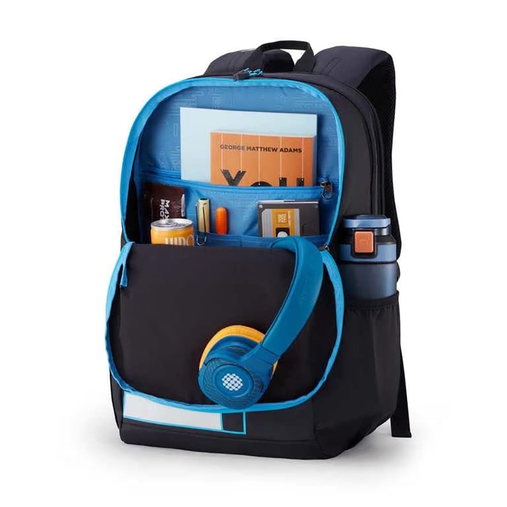 American Tourister Trendy School Bags With Cuzy Polyester, 33 Ltr, 2 Full Compartments Unisex Backpacks - Herd 3.0 Black