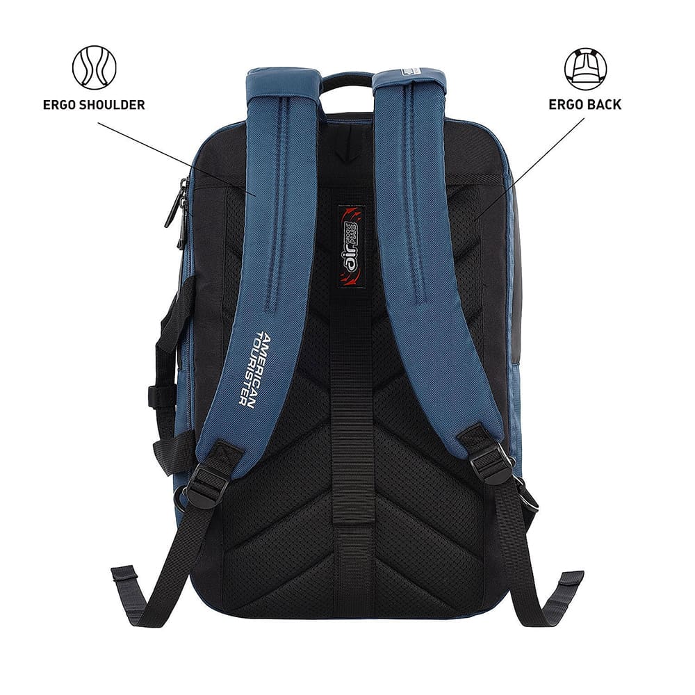 American Tourister Children's Backpacks With Rain Cover, Polyester, Lockable Laptop Compartment, 34 Ltrs Bags - Segno 2-Way Navy