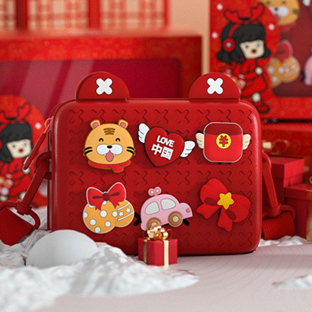 StraAndDaisy Adjustable Sling Bag for Kids, Waterproof & Fashionable Single Shoulder Bags for Children - Red