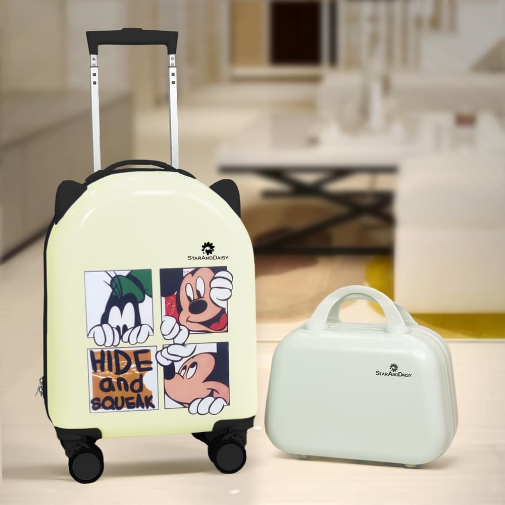 StarAndDaisy Lightweight Kids Suitcase Bag With Hand Bag, Small Handbag Easily Attached with Trolley Bag for Travel - White