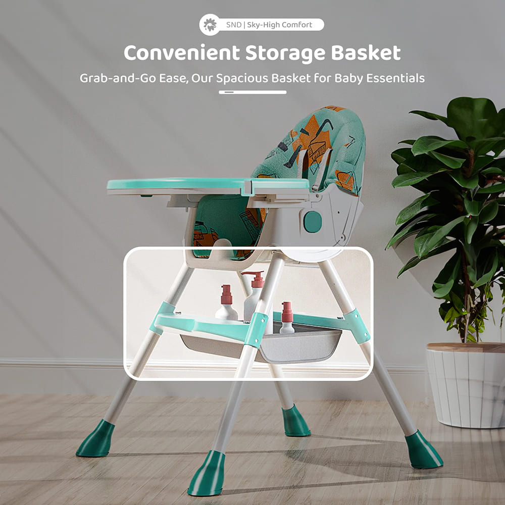 Feeding Baby High Chair with Spacious Storage Basket