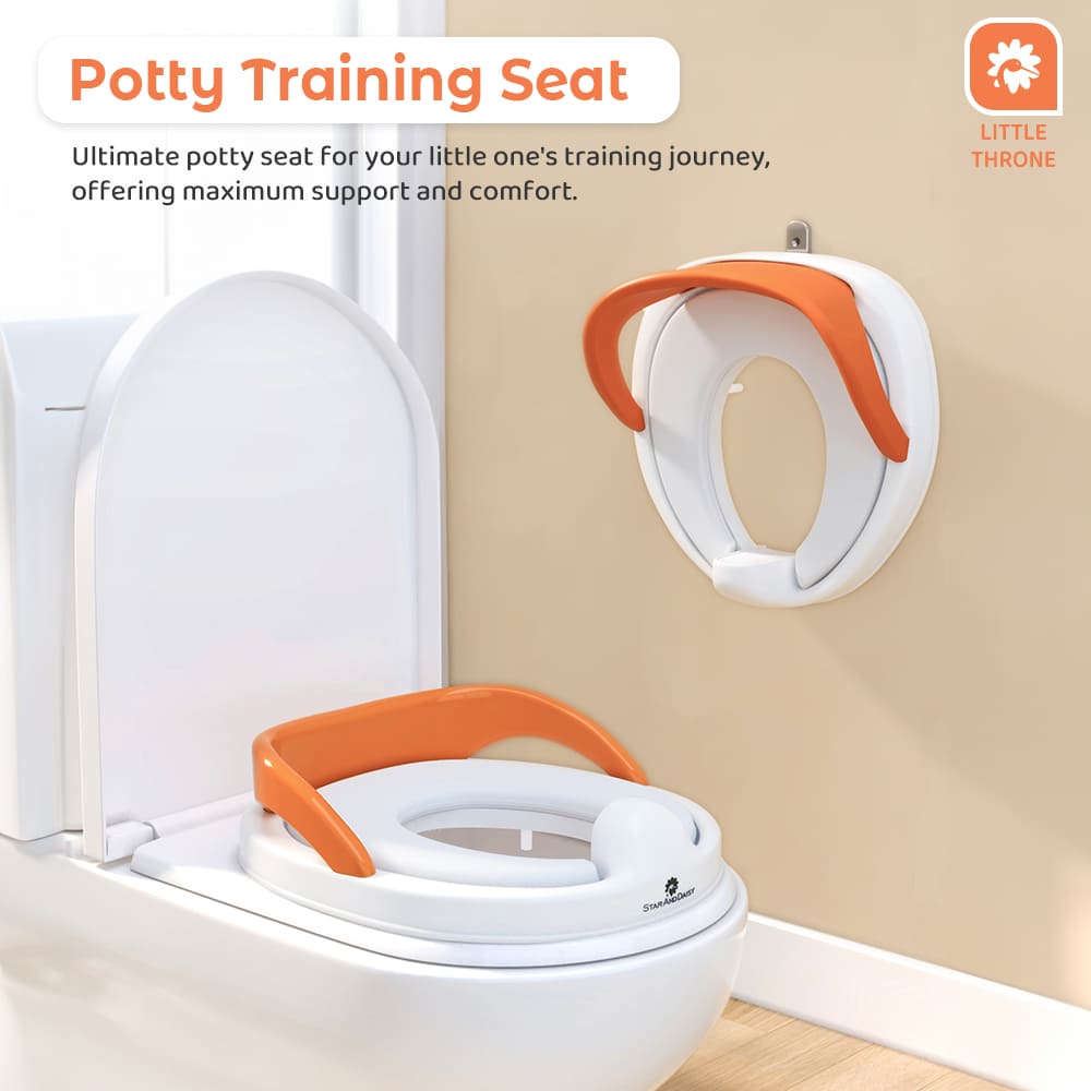 StarAndDaisy Potty Training Seat for Baby Toddler Toilet Seats with Handle - Orange