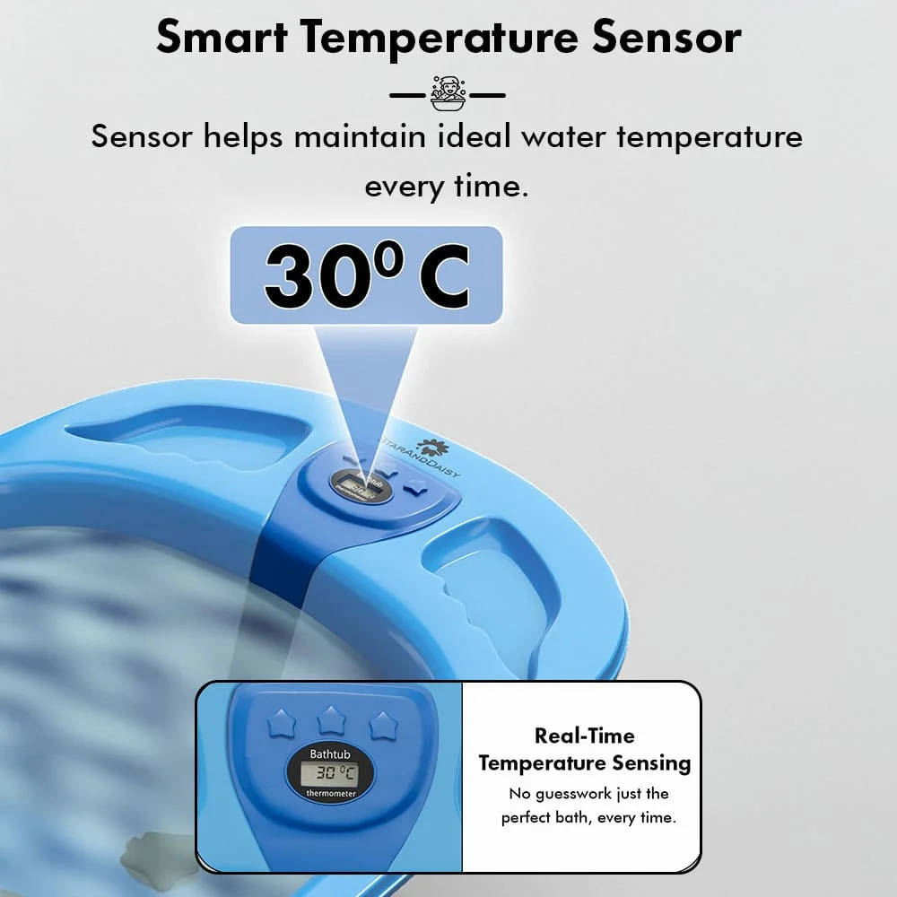 Baby bathtub with temperature sensor