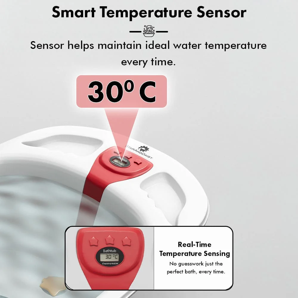 Baby bathtub with temperature sensor