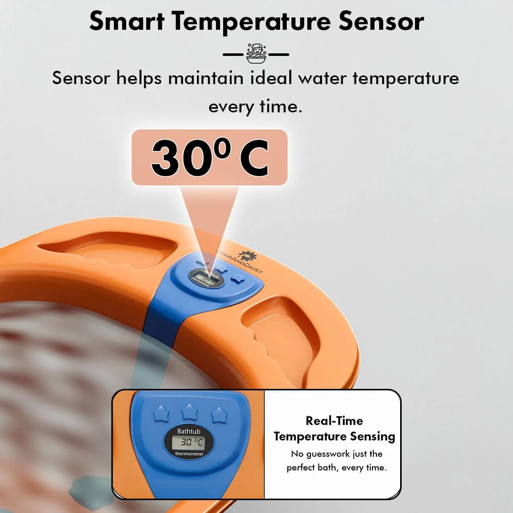 Baby bathtub with temperature sensor