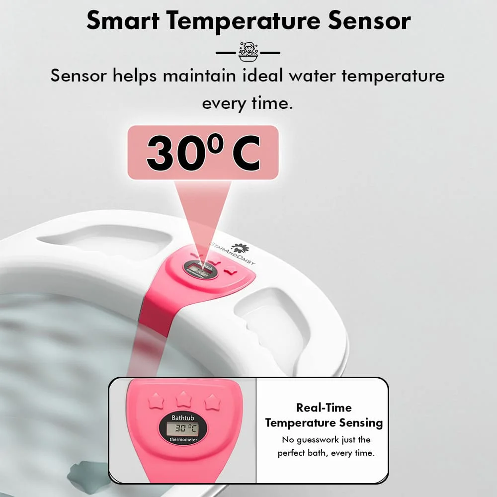 Baby bathtub with temperature sensor