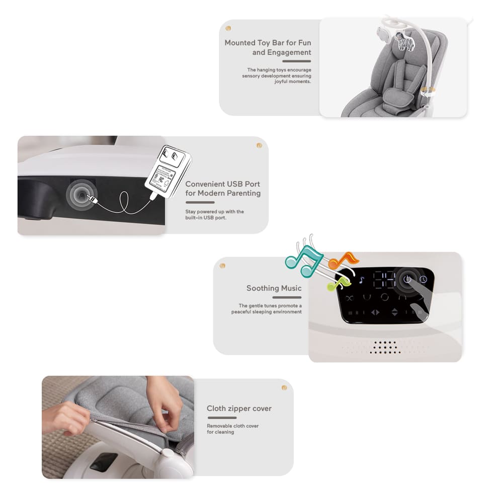 Electric Baby rocker and Bouncer with multi-level Reclining Position