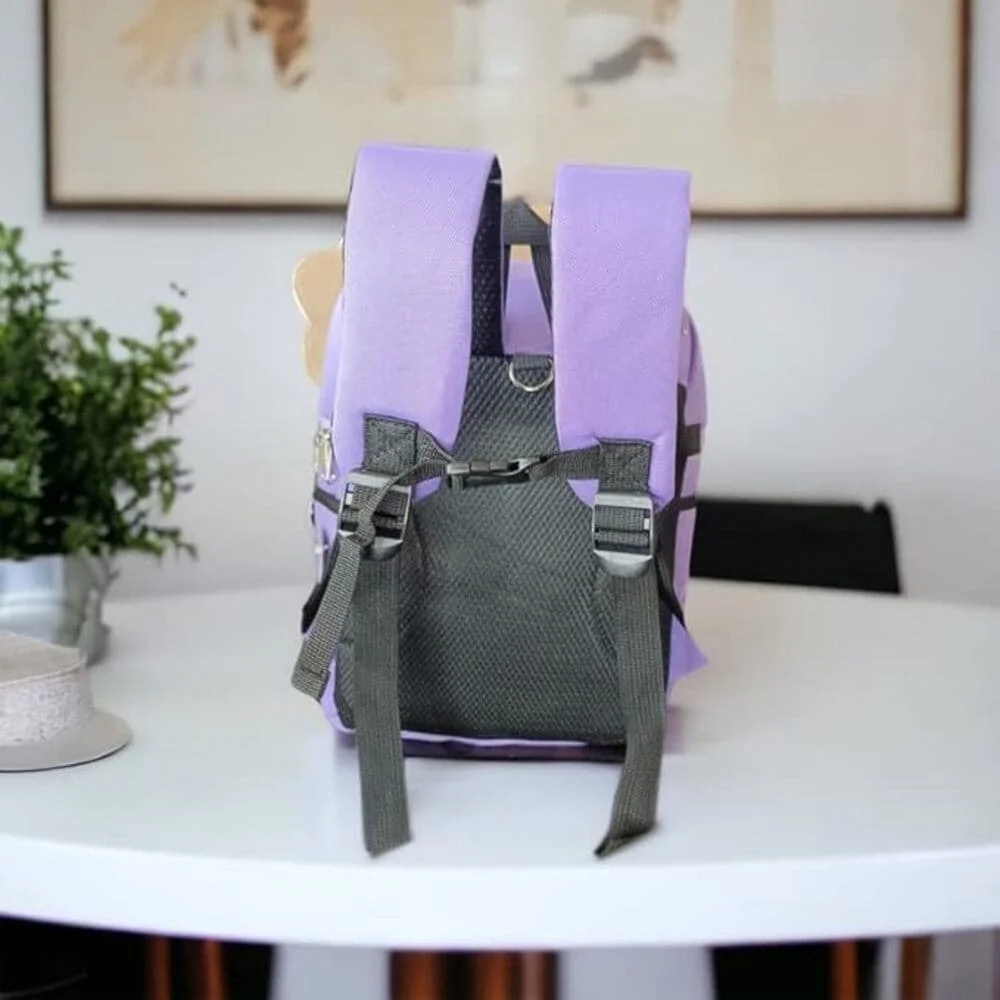 Sheep Cute Kids Backpack, Waterproof Square Sheep Printed School Bagpack For Toddlers Kids, Kindergarten Bookbag For Boys & Girls - Purple