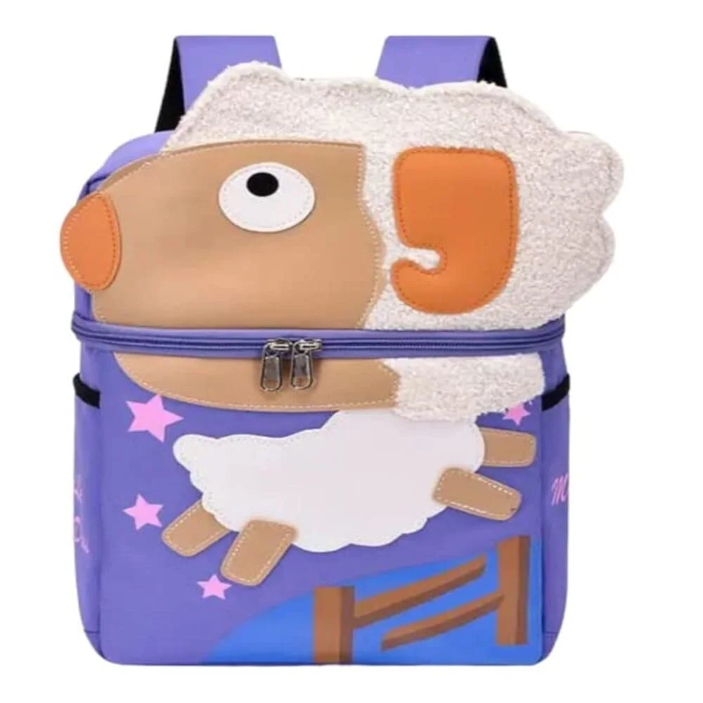 Sheep Cute Kids Backpack, Waterproof Square Sheep Printed School Bagpack For Toddlers Kids, Kindergarten Bookbag For Boys & Girls - Purple