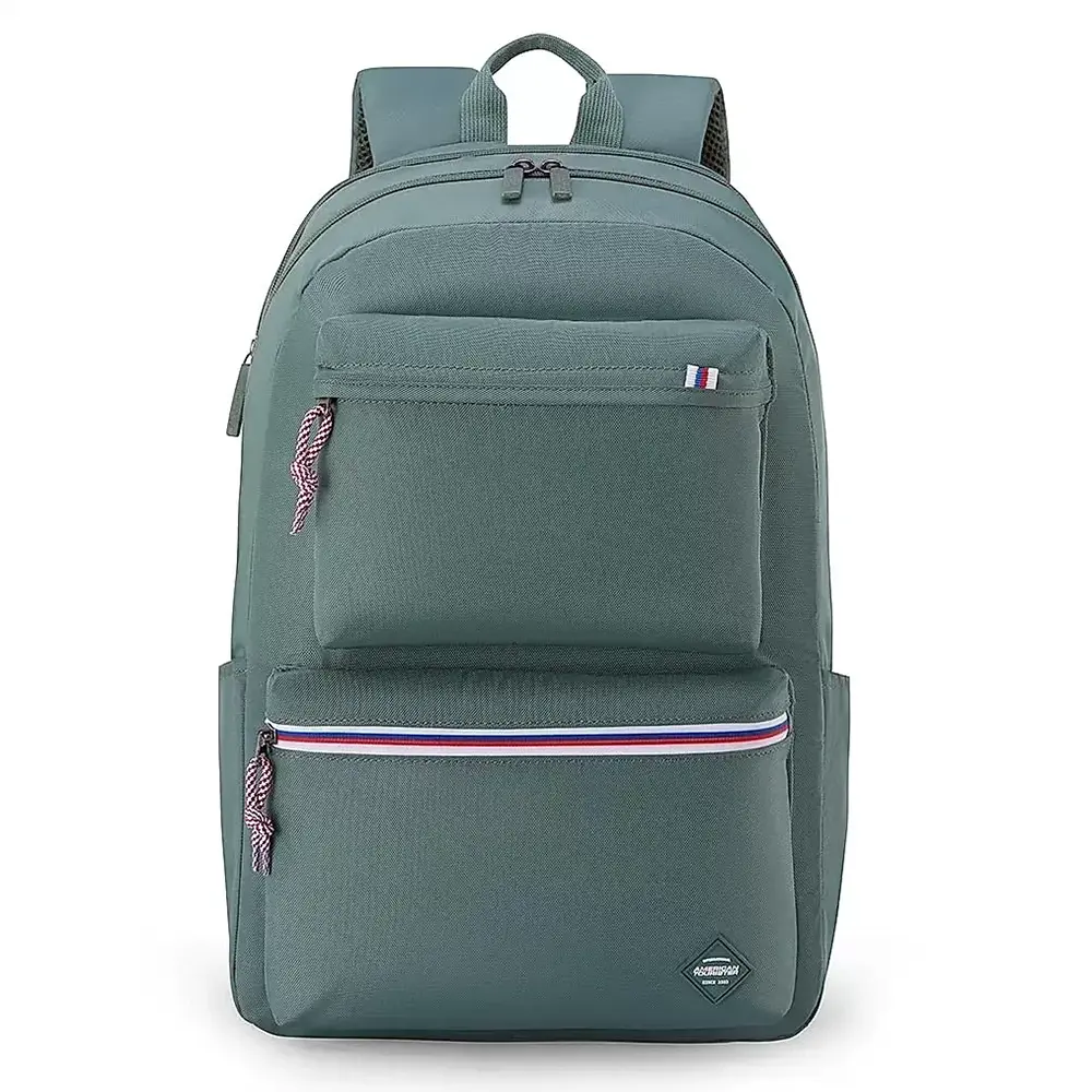 American Tourister Polyester Student School Backpack, 2 Full Compartments & 2 Front Pockets, Printed Design Backpack 28 Ltr - Riley Fern style 01 Fern Green