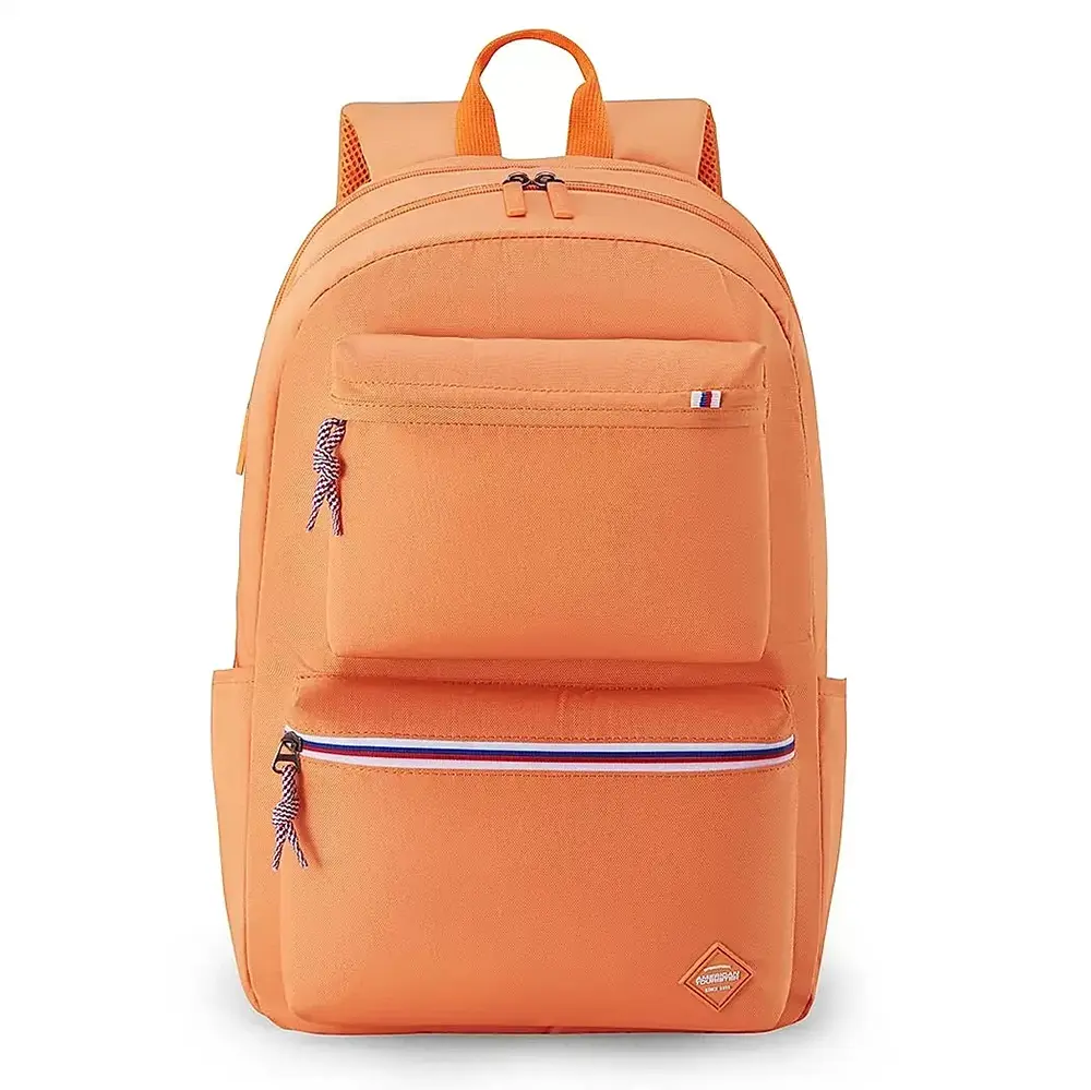 American Tourister Polyester School Backpack, 2 Full Compartments & 2 Front Pockets, Printed Design Backpack 28 Ltr - Riley Fern style 01 Orange