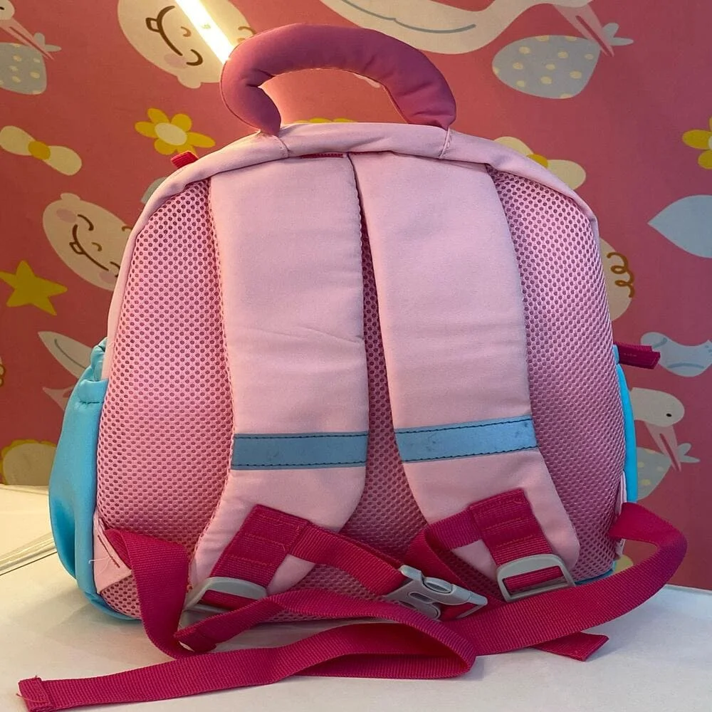 Cute Pastel Kids Backpack with Side Pockets, Backpack for Kids with Soft Handle, Spacious Compartments, and Front Zipper - Pink Blue